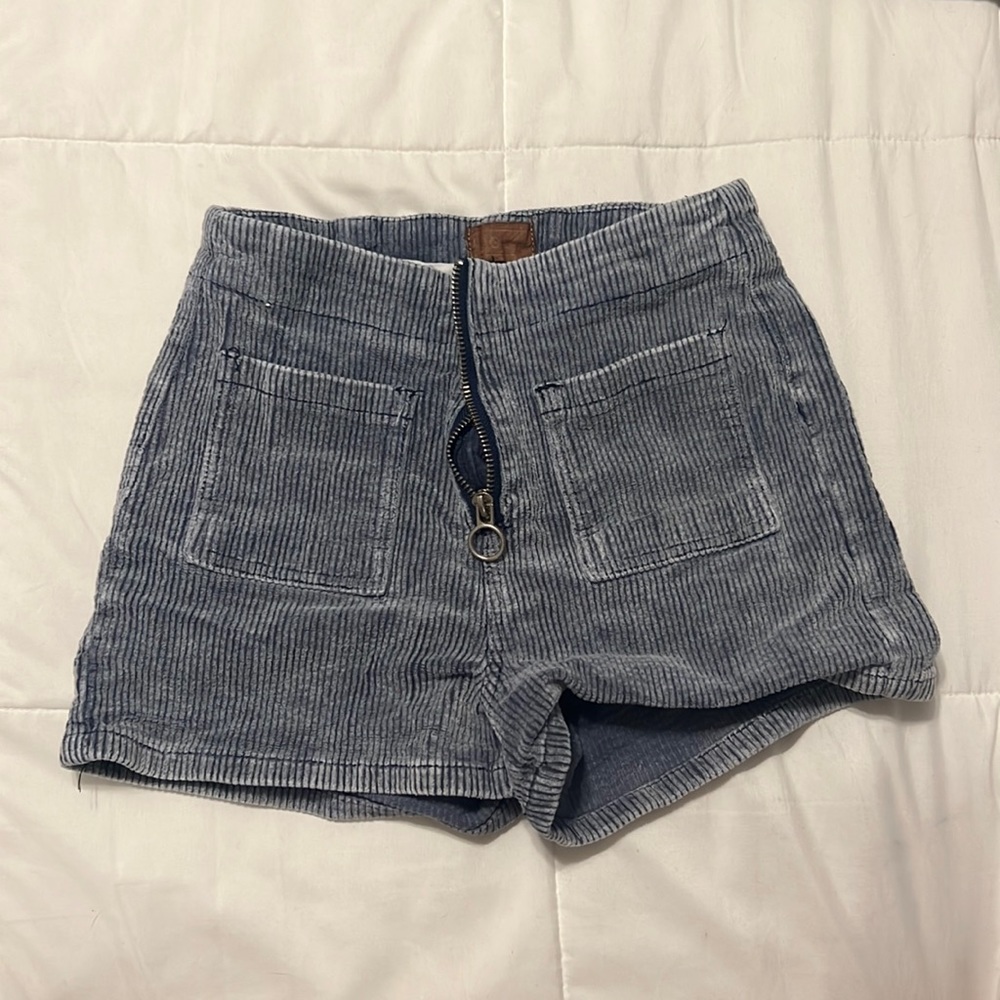 Small high waisted corduroy shorts blue lightly worn